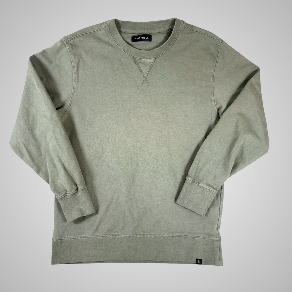 Piombo Italy Mens Sage Green Cotton Knit Crewneck Sweatshirt Size‎ Small EU
